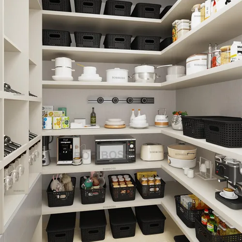 Miniatura 2 de Cestas de almacenamiento de plástico negro con tapas, paquete de 10 recipientes de almacenamiento apilables contenedores para organización
