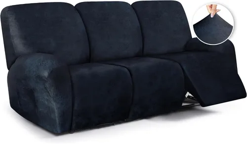 Miniatura 70 de ANARACHON Fundas para sillas reclinables con aspecto de cuero, funda elástica de 4 piezas, funda suave para silla reclinable, protector de muebles