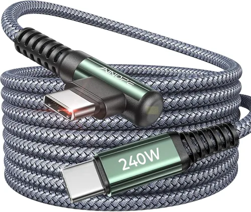 Miniatura 27 de AINOPE Cable USB C a USB C de 240W (6.6 pies, paquete de 2, USB C Chubby) Cable de carga rápida USB C a USB C, cable cargador USB C en ángulo recto