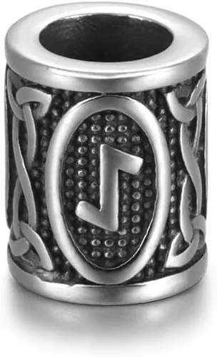 Miniatura 11 de 5 cuentas vikingas de acero inoxidable, cuentas espaciadoras de metal, cuentas espaciadoras de agujero grande, cuentas de tubo de plata antigua