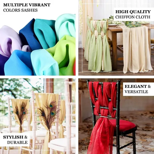 Miniatura 5 de Efavormart - Paquete de 5 bandas de gasa de alta calidad para silla, 22 x 78 pulgadas, amatista violeta, lazos para silla de diseño transparente