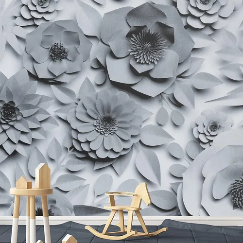 Miniatura 48 de NWT Calcomanía removible de pared/mural blanco pastel azul margarita, naturaleza, desierto, arte digital, arte moderno, decorativo, floral