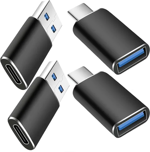 Adaptador USB A a USB C OTG, paquete de 4 unidades, 2 unidades de tipo C a A y 2 adaptadores USB A a C, compatible con MacBook Pro Air, Samsung