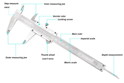 Miniatura 6 de Calibre Vernier micrómetro de 0-6 pulgadas, herramienta de medición de precisión de acero inoxidable (pulgadas/métrico), medida