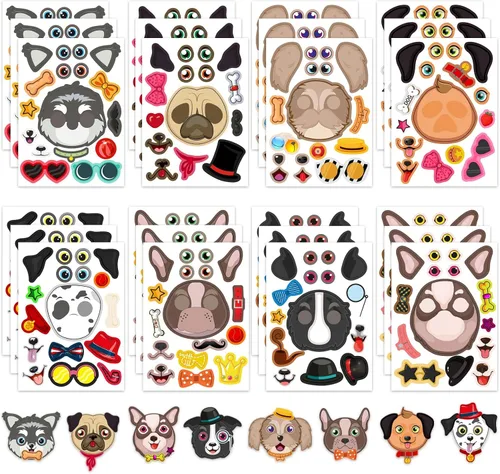Miniatura 17 de 24 hojas de calcomanías de gatos, pegatinas para hacer caras, crea tus propias calcomanías de gatos, calcomanías de animales para niños, regalo