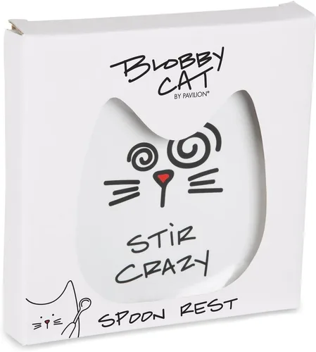 Miniatura 8 de Pavilion Gift Company Blobby Cat, soporte para cucharas para gatos "Stir Crazy", 5 pulgadas, color blanco