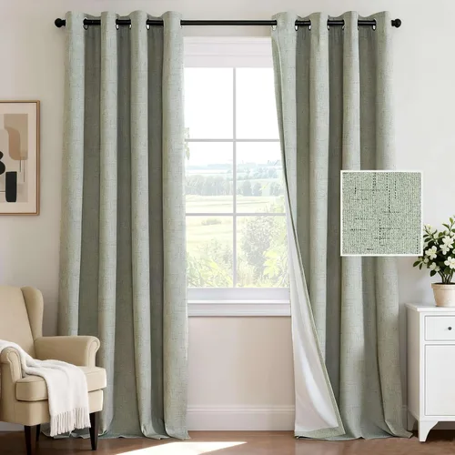 Miniatura 24 de H.VERSAILTEX - Cortina opaca 100 % de lino de 108 pulgadas de largo para dormitorio, con aislamiento térmico, lino texturizado, ahorro de energía