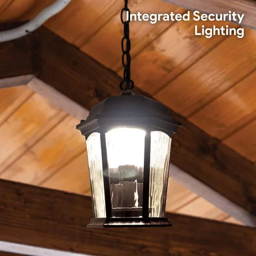 Miniatura 2 de Euri Lighting EHL-130W-MD, linterna colgante de llama parpadeante, vidrio de agua, con luz de seguridad integrada (3000 K), función seleccionable