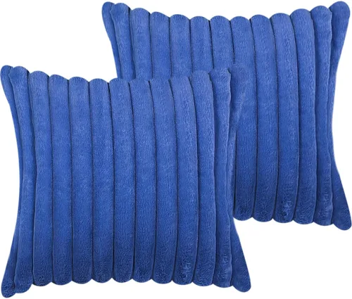 Miniatura 13 de Juego de 2 fundas de almohada de 18 x 18 pulgadas, fundas decorativas de piel sintética para cama, funda de almohada suave y esponjosa con respaldo