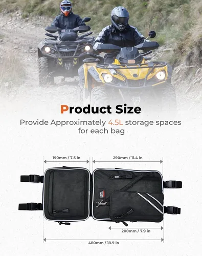 Miniatura 6 de KEMIMOTO - Bolsas para guardabarros para cuatrimoto, bolsas de almacenamiento de camuflaje resistentes al agua, soporte de agua compatible