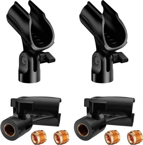 Miniatura 6 de Clip universal para micrófono, soporte de micrófono ajustable con adaptador macho de 5/8 pulgadas a hembra de 3/8 pulgadas (paquete de 2)