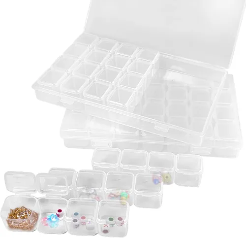 Miniatura 10 de Guyuyii Organizador de cuentas apilable de 3 niveles con divisores ajustables y asa, estuche de almacenamiento portátil para manualidades, costura