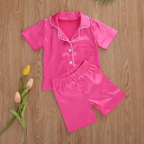 Miniatura 21 de Conjunto de pijama de manga larga con botones para niña pequeña, conjunto de ropa de dormir