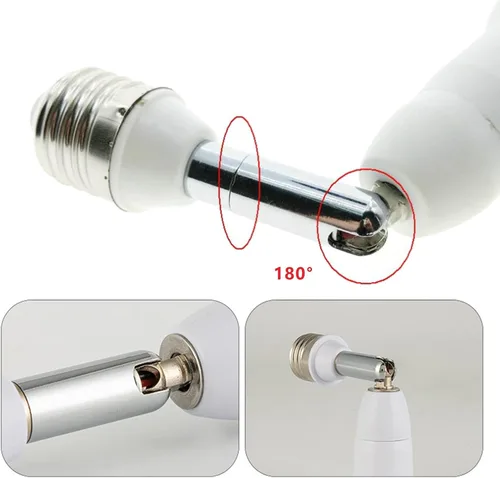 Miniatura 7 de Adaptador extensor de enchufe de bombilla E26/E27, accesorio de luz flexible de 180 grados E26/E27 a E26/E27 Base ajustable E26/E27 Extensor