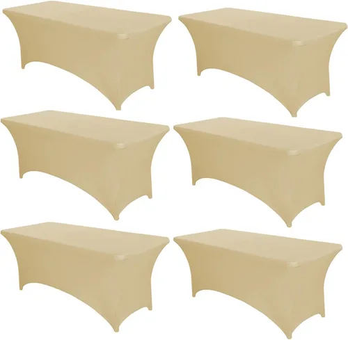 Miniatura 36 de PTC21B - Juego de 6 manteles elásticos de 6 pies, color negro, rectangular, ajustable, lavable, de elastano, para fiestas, bodas, cócteles