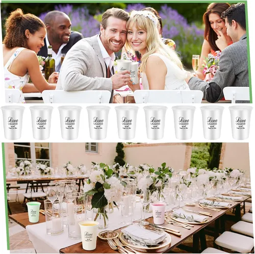 Miniatura 6 de Nuenen 100 vasos de plástico desechables de 16 onzas a granel, taza de recepción de boda transparente para despedida de soltera, aniversario