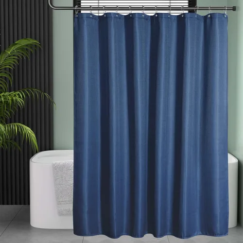Miniatura 6 de AmazerBath - Cortina de baño de tela resistente con tejido de punto gofre, calidad hotelera, de 72 x 72 pulgadas, azul marino