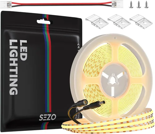 Miniatura 22 de SEZO COB - Tira de luz LED blanca cálida 2700K 16.4ft 480LEDs/M CRI90+ 24V 0.315 in Ancho 9W/m Flexible Brillante Alta Densidad Uniforme FCOB LED