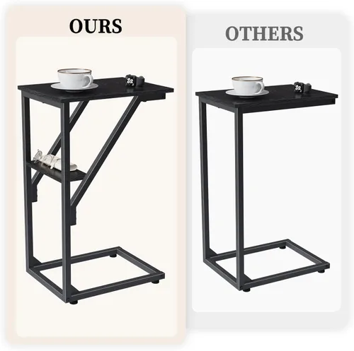 Miniatura 4 de Mesa auxiliar en forma de C, mesa auxiliar de sofá pequeño, mesa de bandeja de sofá para sala de estar, dormitorio, mesita de noche ET-D-BK1