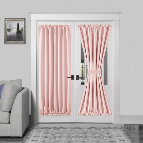 Miniatura 40 de DWCN Cortinas para puerta francesa: cortina térmica con bolsillo para barra para puertas con ventana de vidrio, puertas de cocina y patio