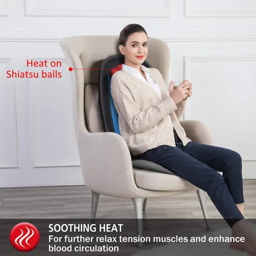 Miniatura 5 de Comfier Masajeador de espalda y cuello, cojín de asiento de masaje de tejido profundo, almohadilla para silla de masaje para alivio completo