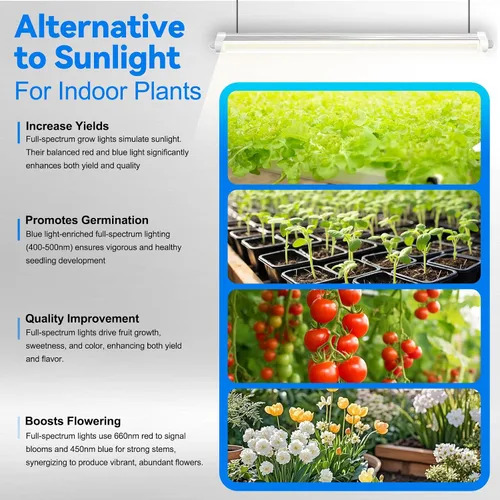 Miniatura 7 de JESLED Luces de cultivo impermeables para plantas de interior, 4 pies de espectro completo 5000K LED para inicio de semillas, plántulas y verduras