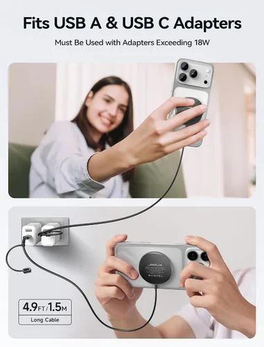Miniatura 3 de JSAUX Cargador inalámbrico magnético compatible con cargador MagSafe / iPhone 16/16 Pro/16 Plus/16 Pro Max/iPhone 15 Pro Max Plus/iPhone 14 13 12