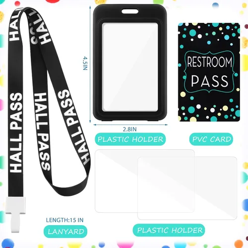 Miniatura 2 de Tatuo Juego de 16 cordones para pases de pasillo, pases de tarjeta, pases verticales para baño, baño, regalo irrompible para profesores, enfermeras
