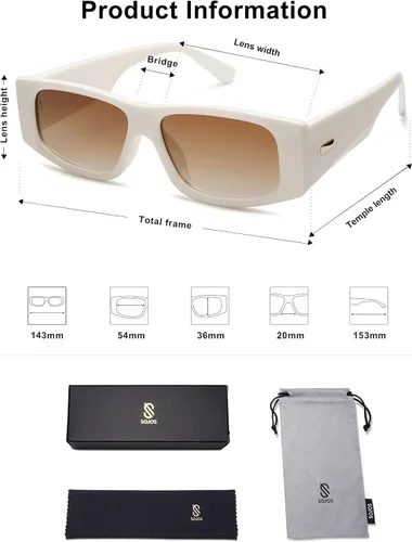 Miniatura 51 de SOJOS Gafas de sol polarizadas rectangulares Y2K de moda para mujeres y hombres, gafas de sol rave de diseñador de moda SJ2228
