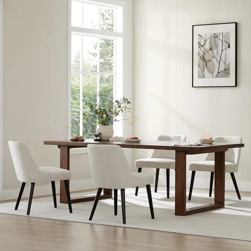 Miniatura 9 de CHITA Mid-Century Modern Dining Chair, Upholstered Fabric Accent Chair for Dining Room, Set of 6, Beige Niebla en tejido contemporáneo