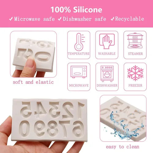Miniatura 3 de 26 moldes de silicona con letras mayúsculas, 3D del alfabeto número 0-9 moldes de chocolate, para cumpleaños, aniversario, día de San Valentín