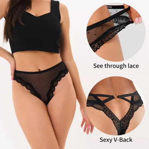 Miniatura 3 de Women's Lace Thongs T Back Sexy Lingerie Underwear Mesh Panties Bridal Floral Hollowed Tangas