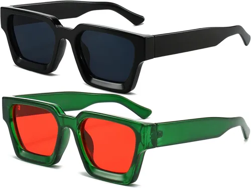 Miniatura 99 de AIEYEZO Gafas de sol cuadradas para mujeres y hombres, gafas de sol cuadradas con montura gruesa, estilo de diseñador simple