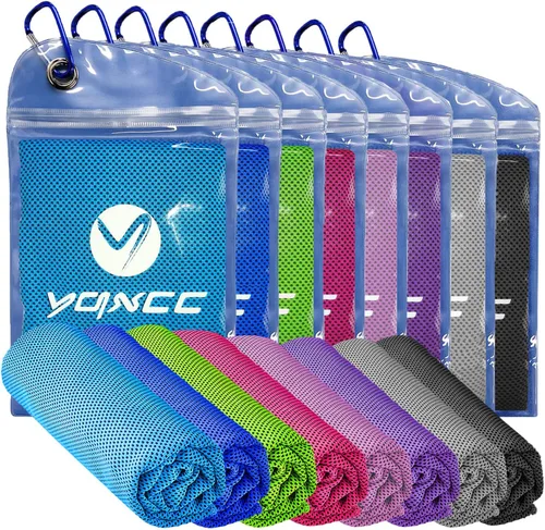 YQXCC Paquete de 8 toallas refrescantes (47 x 12 pulgadas), toalla de cuello fría de hielo, microfibra suave y transpirable para yoga, golf, 8