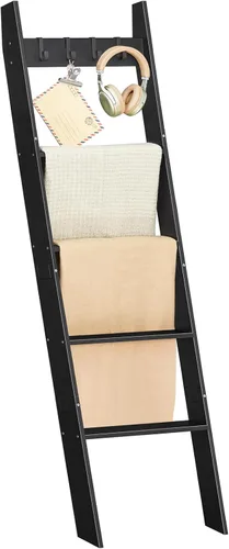 Miniatura 4 de HOOBRO Escalera para Mantas para Sala de Estar y Dormitorio, Toallero Inclinado contra la Pared de 5 Niveles para Baño, Estante de Escalera