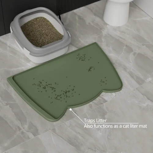 Miniatura 88 de OHMO - Tapete de silicona para alimentos para gatos, tapete de alimentación de mascotas para el piso, antideslizante e impermeable, bandeja de agua