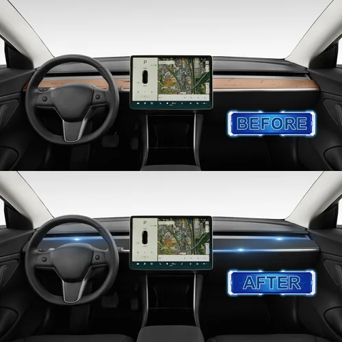 Miniatura 3 de Cubierta de salpicadero y panel de moldura de puerta delantera compatible con Tesla Modelo Y (2019-2023) Modelo 3 (2021-2023), cubierta