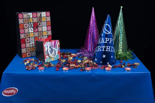 Miniatura 5 de Neatiffy Paquete de 6 manteles rectangulares de plástico de 54 x 108 pulgadas, para picnic, campamento, fiesta, banquete, desechables, Azul real