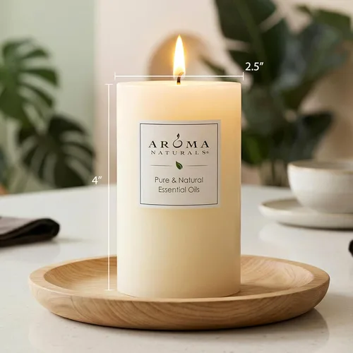 Miniatura 5 de Aroma Naturals Vela de Pilar Perfumada con Aceite Esencial de Naranja, Clavo y Canela, Peace Pearl, 2.5 pulgadas x 4 pulgadas
