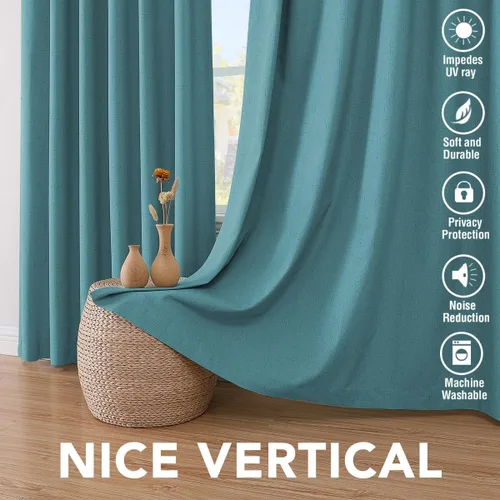 Miniatura 7 de H.VERSAILTEX Cortinas opacas de lino de 72 pulgadas de largo, 100% absolutamente opacas, con aislamiento térmico, con textura de lino, cortinas