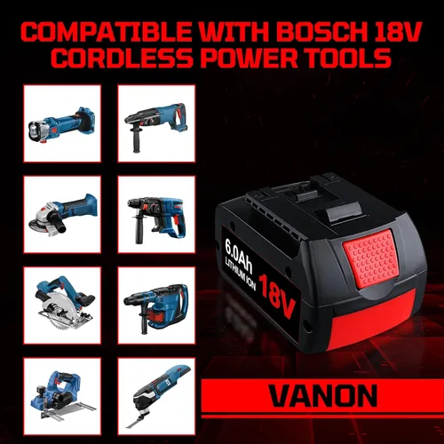 Miniatura 6 de VANON Paquete de 2 baterías de iones de litio BAT609 6000mAh de repuesto para batería Bosch de 18 V BAT618 BAT609 BAT622 BAT609G BAT618G BAT619