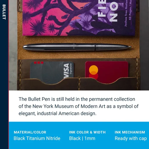 Miniatura 3 de Fisher Space Pen Dark Matter - Bolígrafo Bullet de Nitruro de Titanio Negro, Bolígrafo de Punta de Bola, Latón, Tinta Negra, Caja de Regalo Materia