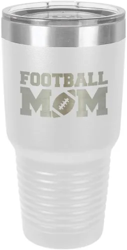 Miniatura 23 de FOOTBALL MOM - Vaso negro de 30 onzas con popote y tapa superior deslizante Taza de viaje de acero inoxidable Comparar con Yeti Rambler