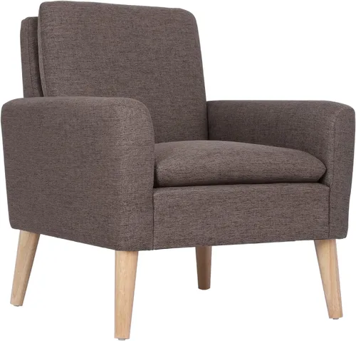 Miniatura 15 de Juego de 2 sillas decorativas para sala de estar, silla de lectura cómoda tapizada de tela, sillón moderno de mediados de siglo para dormitorio, Gris