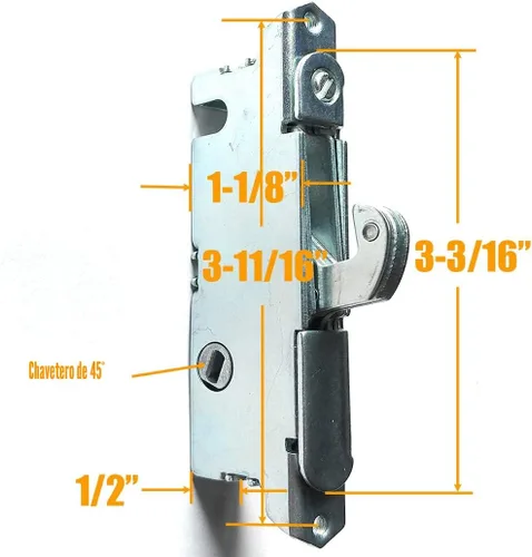 Miniatura 3 de Juego de manijas para puerta de patio + cerradura de muesca de 45° Reemplazo perfecto para puerta corredera de vidrio Se adapta a 3-15/16” de Blanco