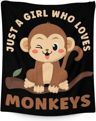 Manta de mono para niñas pequeñas, tamaño de regazo de 30 x 40 pulgadas, manta de felpa suave y peluda para regalo, manta negra linda para cama, sofá