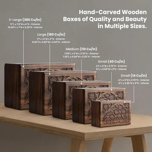 Miniatura 6 de Maravillosamente hecho a mano y artesanal árbol de la vida Grabado Urnas de madera para las cenizas humanas Adulto por STAR INDIA CRAFT - Urnas