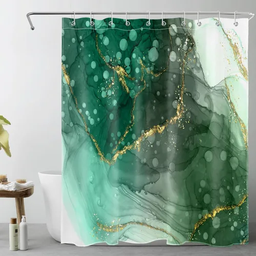 Miniatura 23 de LB Cortina de ducha abstracta de mármol, textura de mármol rosa y negro, cortina de ducha de arte moderno para baño, 60 x 72 pulgadas, tela