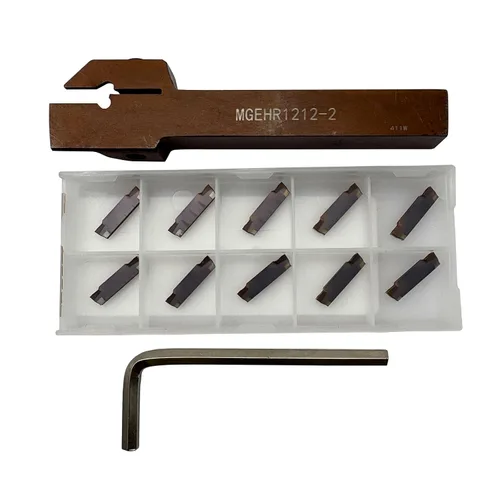MGEHR1212-2 Soporte para herramientas de ranurado, herramienta de separación de corte de vástago de 1/2 pulgada con 10 piezas de insertos de carburo