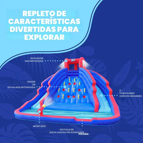 Miniatura 2 de Sunny & Fun Ultra Climber - Parque inflable de tobogán acuático – Resistente para diversión al aire libre – Pared de escalada, dos toboganes